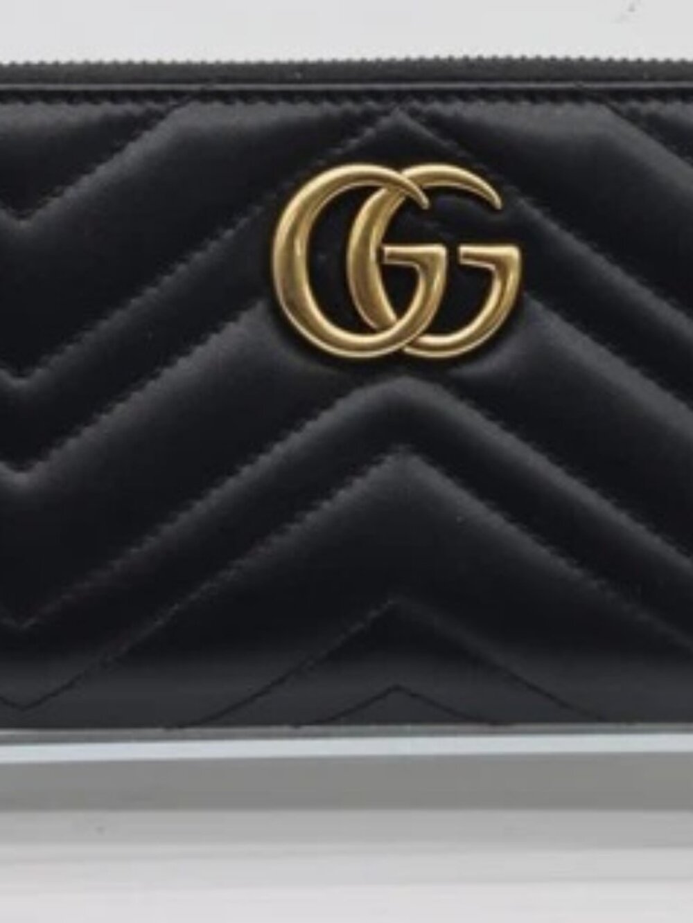 Gucci GG Marmont Zip Around Wallet Black Matelassé Leather